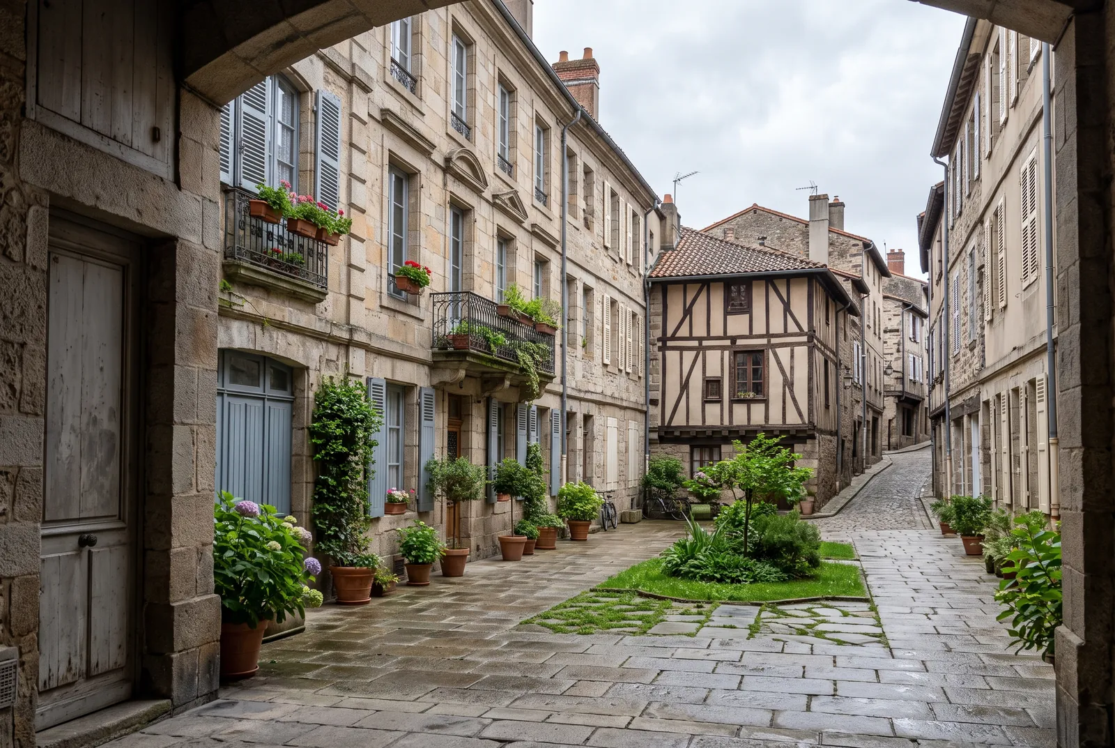 Cour intérieure d'un immeuble à Limoges